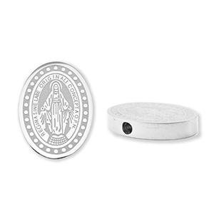 Perlen aus Stainless Steel - Rostfreiem Stahl Oval Religious Silver