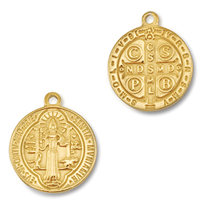 Anh&auml;nger aus Stainless Steel - Rostfreiem Stahl Round Religious Gold