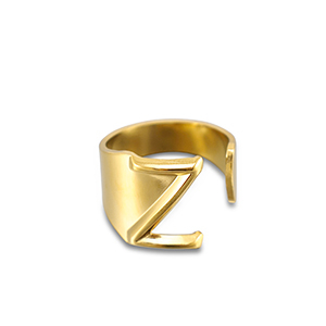 Stainless Steel - Rostfrei Stahl Ringe Letter Z Gold