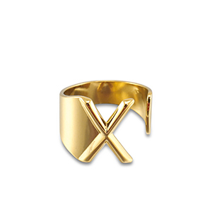 Stainless Steel - Rostfrei Stahl Ringe Letter X Gold