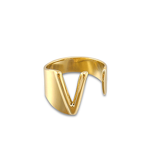 Stainless Steel - Rostfrei Stahl Ringe Letter V Gold