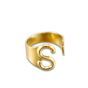 Stainless Steel - Rostfrei Stahl Ringe Letter S Gold