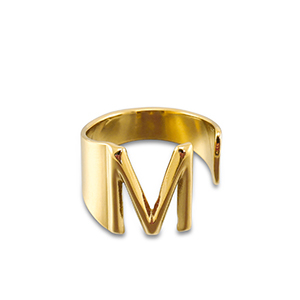 Stainless Steel - Rostfrei Stahl Ringe Letter M Gold