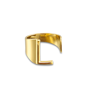 Stainless Steel - Rostfrei Stahl Ringe Letter L Gold