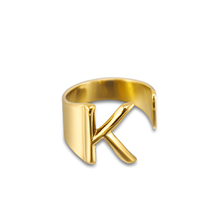 Stainless Steel - Rostfrei Stahl Ringe Letter K Gold