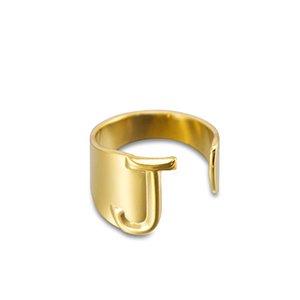 Stainless Steel - Rostfrei Stahl Ringe Letter J Gold