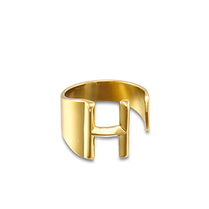 Stainless Steel - Rostfrei Stahl Ringe Letter H Gold