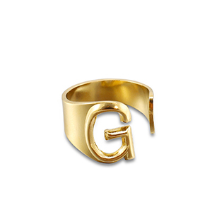 Stainless Steel - Rostfrei Stahl Ringe Letter G Gold