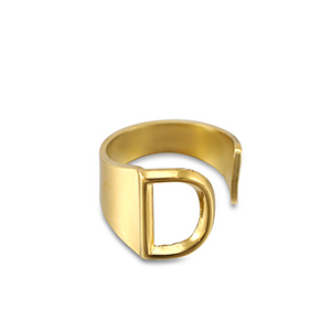 Stainless Steel - Rostfrei Stahl Ringe Letter D Gold