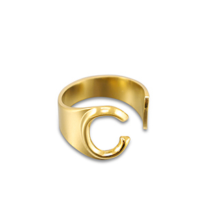 Stainless Steel - Rostfrei Stahl Ringe Letter C Gold