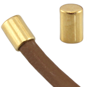 Metall DQ Endkappe Tube f&uuml;r 5mm Draht Gold (Nickelfrei)