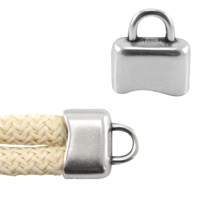 Metall DQ Endkappen mit &Ouml;se f&uuml;r 5mm Band Antik silber (Nickelfrei)