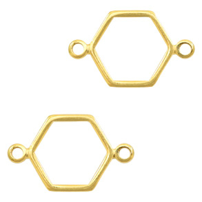 Anh&auml;nger Metall DQ Zwischenst&uuml;ck Hexagon Gold (Nickelfrei)