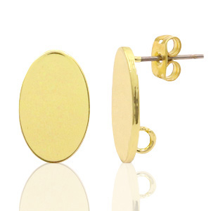 Zubeh&ouml;r Metall DQ Earpin oval 11x18mm Gold (nickelfrei)
