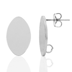 Zubeh&ouml;r Metall DQ Earpin oval 11x18mm Antik silber (nickelfrei)