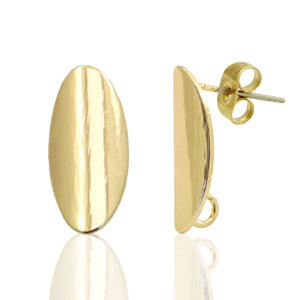 Zubeh&ouml;r Metall DQ Earpin oval 9x18mm Gold (nickelfrei)
