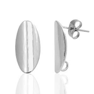 Zubeh&ouml;r Metall DQ Earpin oval 9x18mm Antik silber (nickelfrei)