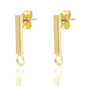 Zubeh&ouml;r Metall DQ Earpin Bar 14x2mm Gold (nickelfrei)