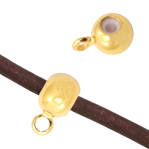 Zubeh&ouml;r Metall DQ Anh&auml;nger mit &Ouml;se und Gummi innen Gold (Nickelfrei)