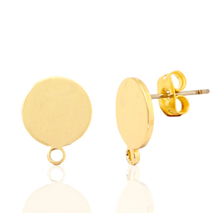 Zubeh&ouml;r Metall DQ Earpin rund 10mm mit &Ouml;se Gold (Nickelfrei)