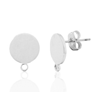 Zubeh&ouml;r Metall DQ Earpin rund 10mm mit &Ouml;se Antik silber (Nickelfrei)