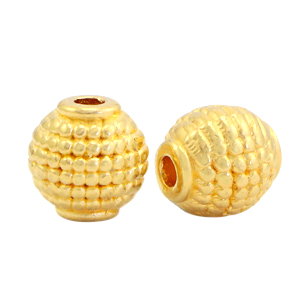 Perlen Metall DQ Oval Tube Gold (Nickelfrei)