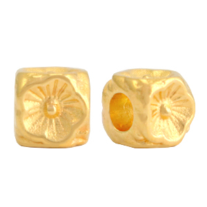 Perlen Metall DQ Blume cube 5mm Gold (Nickelfrei)