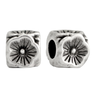 Perlen Metall DQ Blume cube 5mm Antik silber (Nickelfrei)