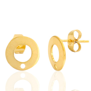Stainless Steel - Rostfrei Stahl Ohrringe / Ohrstecker 10mm mit &Ouml;se Gold