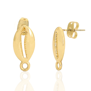 Zubeh&ouml;r Metall DQ Ohrstecker Muschel mit &Ouml;se Gold (Nickelfrei)