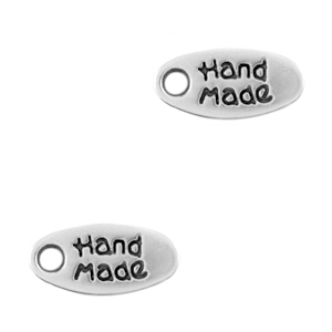 Anh&auml;nger Metall DQ Tag "handmade" Antik silber (Nickelfrei)