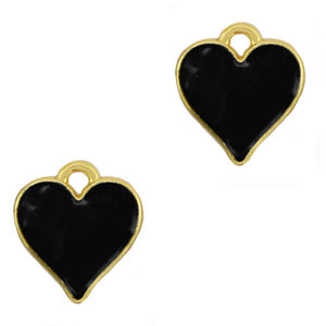 Anh&auml;nger Metall DQ Heart Gold-schwarz (Nickelfrei)