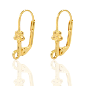 Zubeh&ouml;r Metall DQ Ohrh&auml;nger verschliessbar Flower Gold (Nickelfrei)