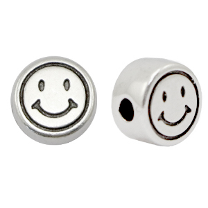 Perlen Metall DQ Smiley 7mm Antik silber (Nickelfrei)
