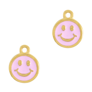 Anh&auml;nger Metall DQ Smiley Gold-light pink (Nickelfrei)