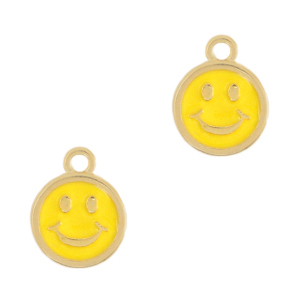 Anh&auml;nger Metall DQ Smiley Gold-sunrise yellow (Nickelfrei)