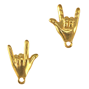 Anh&auml;nger Metall DQ "I love you" Gold (Nickelfrei)