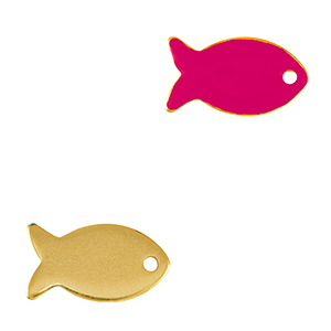 Anh&auml;nger Metall DQ Fish Gold-neon fuchsia pink (nikkelvrij)