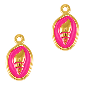 Anh&auml;nger Metall DQ Shell Gold-neon fuchsia pink (nikkelvrij)