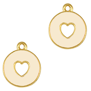 Anh&auml;nger Metall DQ Heart Gold-ivory white (nikkelvrij)