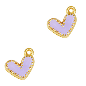 Anh&auml;nger Metall DQ Heart Gold-lavender purple (nikkelvrij)