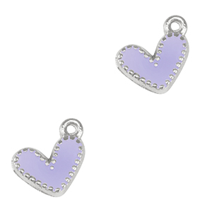Anh&auml;nger Metall DQ Heart Antik silber-lavender purple (nikkelvrij)