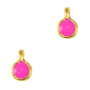 Anh&auml;nger Metall DQ 5mm Gold-neon fuchsia pink (Nickelfrei)