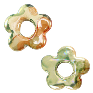 Perlen Griechische Keramik DQ Flower Light green-orange