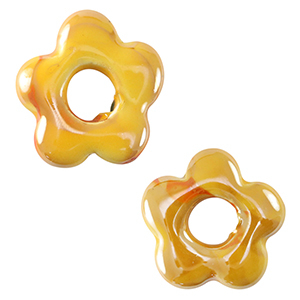Perlen Griechische Keramik DQ Flower Warm yellow