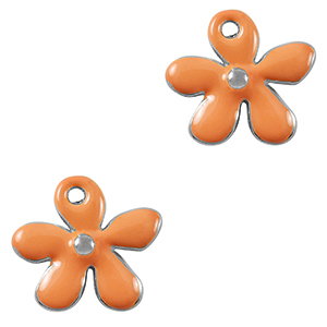 Anh&auml;nger Metall DQ Flower Antik silber-orange (Nickelfrei)