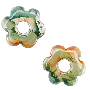 Perlen Griechische Keramik DQ Flower Light green-orange