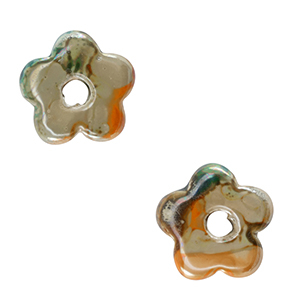 Perlen Griechische Keramik DQ Flower Light green-orange