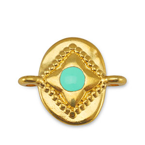 Anh&auml;nger Metall DQ Zwischenst&uuml;ck Oval Veraman Blue-Gold (Nickelfrei)