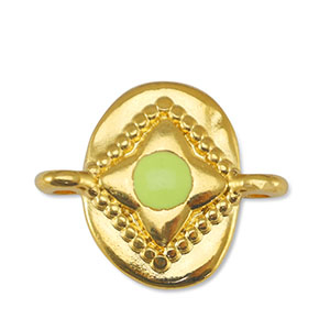 Anh&auml;nger Metall DQ Zwischenst&uuml;ck Oval Lime Yellow-Gold (Nickelfrei)